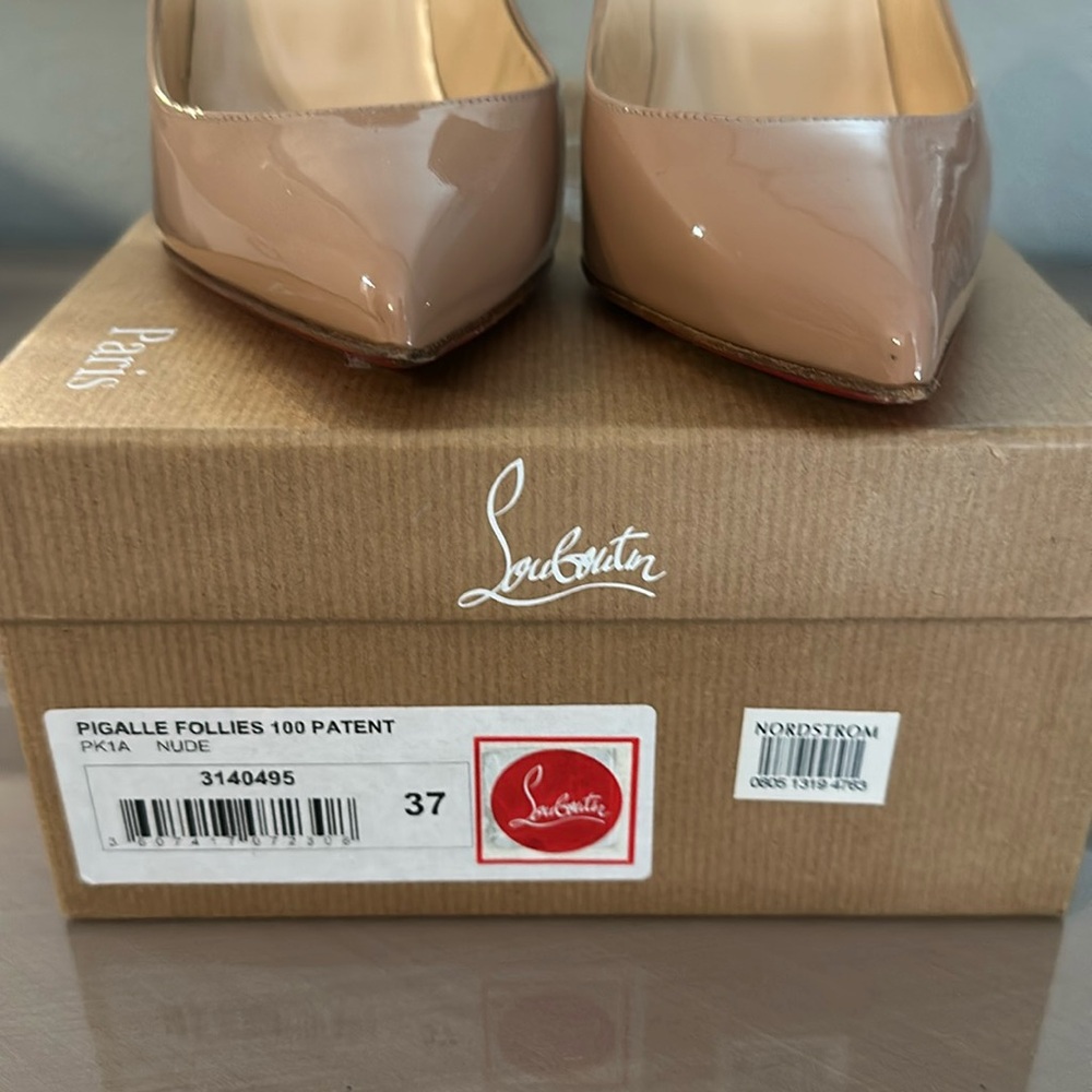 Louboutin pigalle follies 100 patent nude